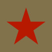 Estrella roja sobre samarreta oliva