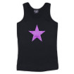 Camiseta de tirantes estrella lila sobre negro de chica