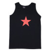 Camiseta de tirantes estrella roja sobre negro unisex